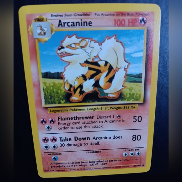Arcanine Pokemon Card - Base Set - NO. 23/102 Uncommon Non-Holo - Picture 2 of 9